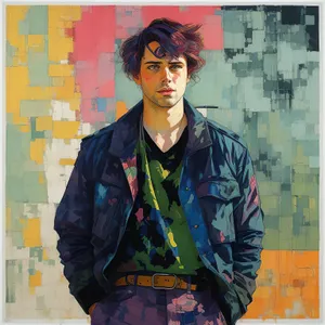 Happy Male Model with Comic Book Jacket