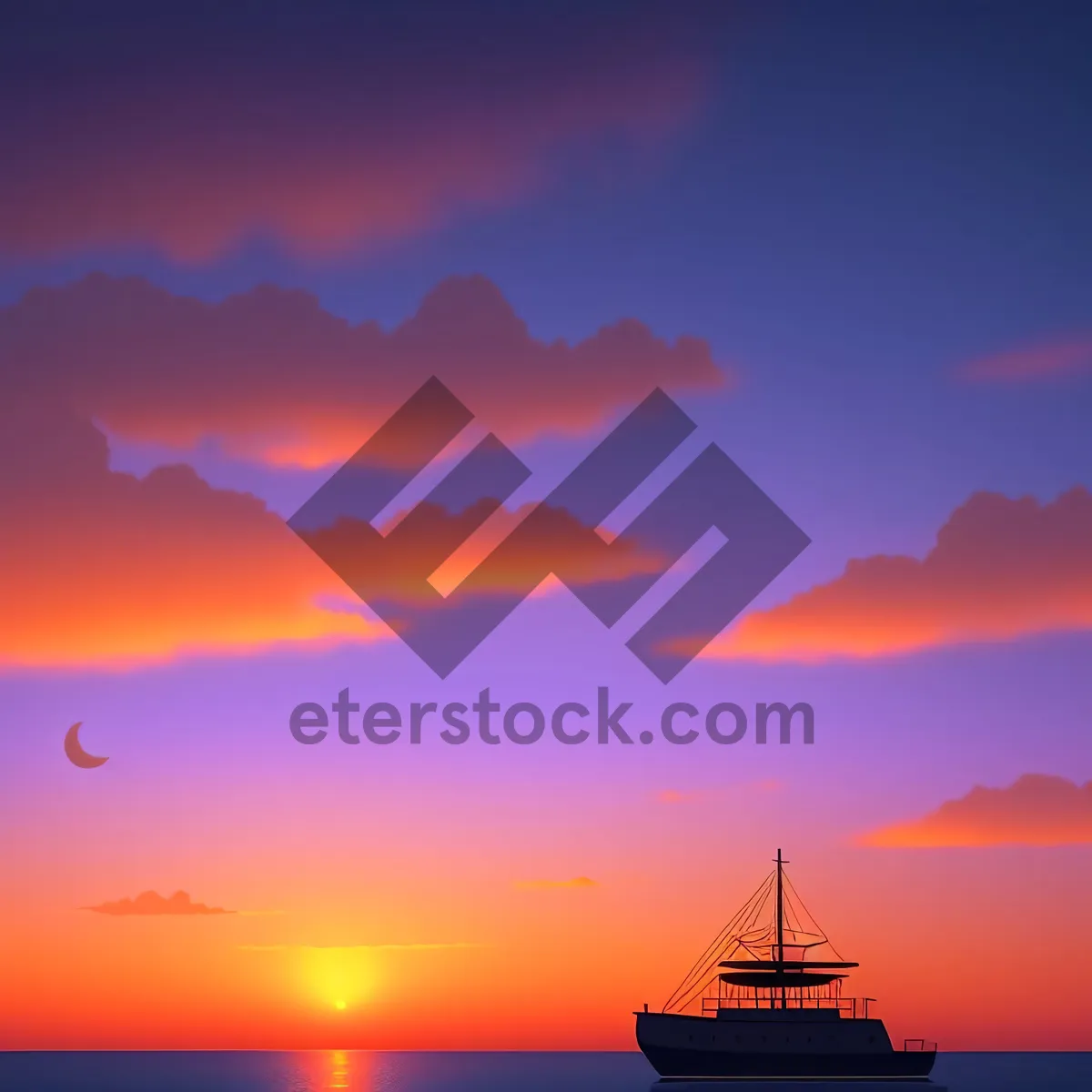 Picture of Vibrant Sunset over Ocean Horizon