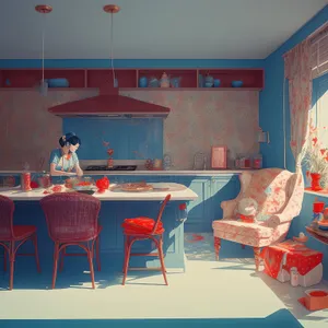 Modern Dining Hall with Wooden Chairs