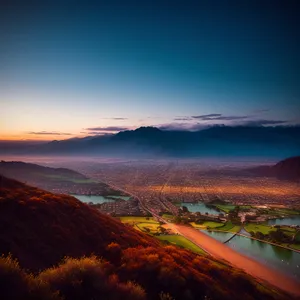 Golden Glow over Serene Coastal Highlands