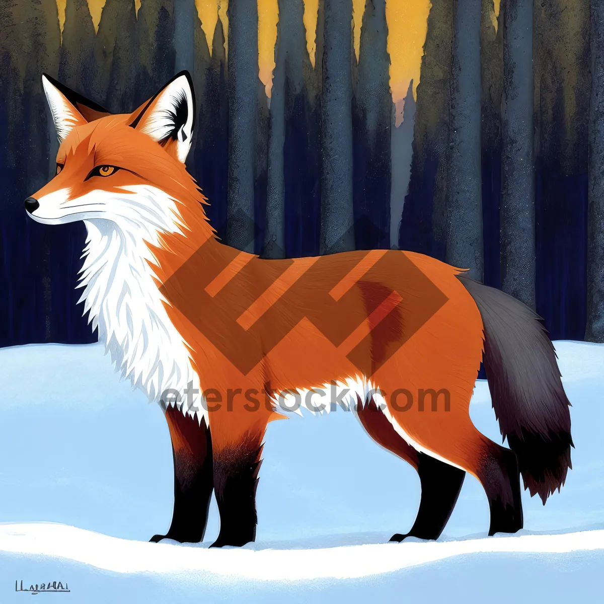Picture of Furry Red Fox with Cute Whiskers