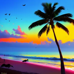 Tropical Bliss: Coconut Palm on Sandy Beach