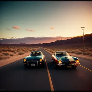 Speeding Sports Car on Expressway