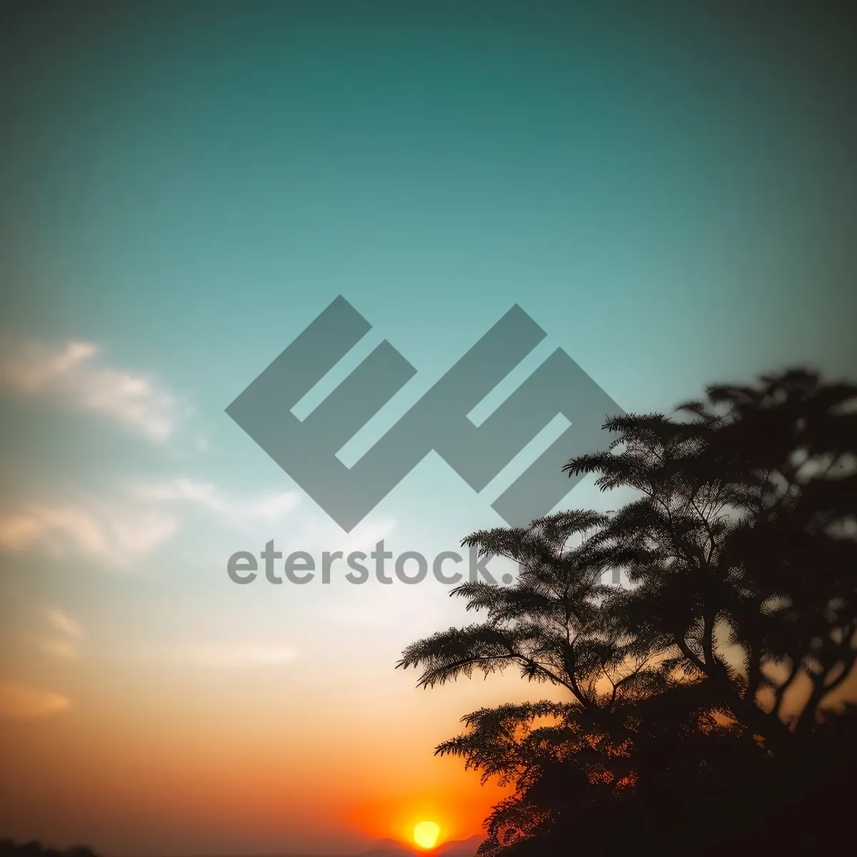 Picture of Sunset Glow over Serene Summer Landscape