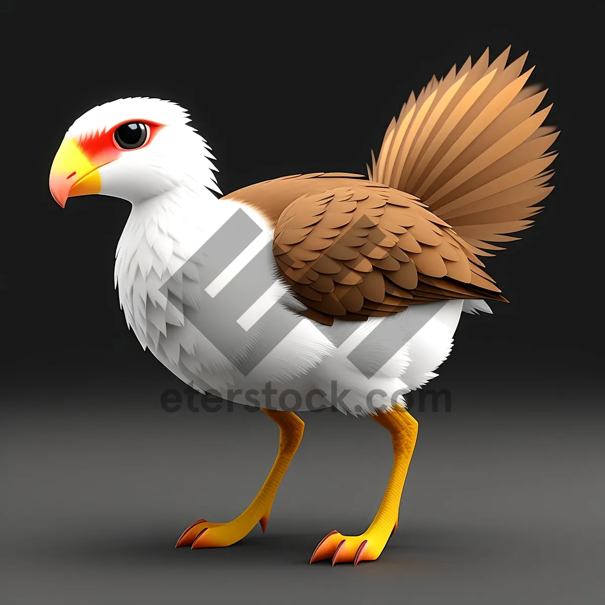 Picture of Cute Baby Hen with Feathered Wings - 3D Poultry Bird