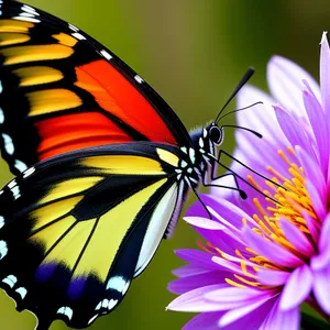 Colorful Monarch Butterfly on Vascular Plant