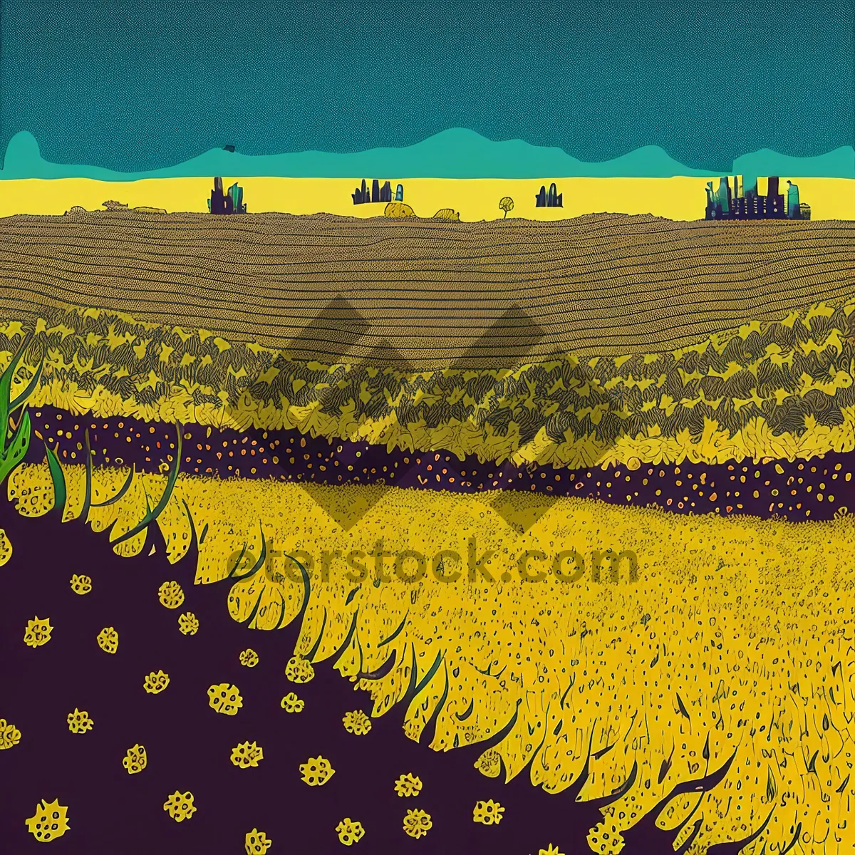 Picture of Vibrant Summer Field of Yellow Rapeseed Flowers