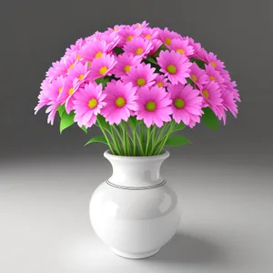 Colorful Summer Floral Bouquet in Pink Vase