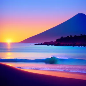 Vibrant Coastal Sunset Over the Serene Ocean