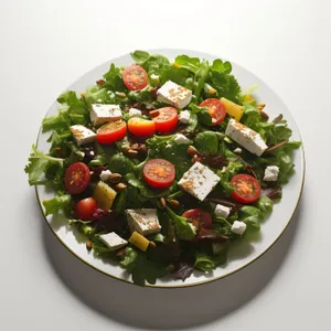 Fresh Salad Plate with Grilled Vegetables and Olive Oil