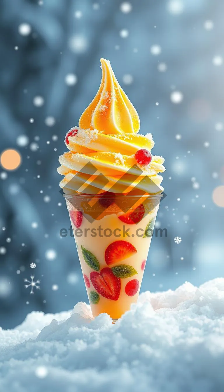 Picture of Strawberry Ice Cream Cone with Fresh Cream