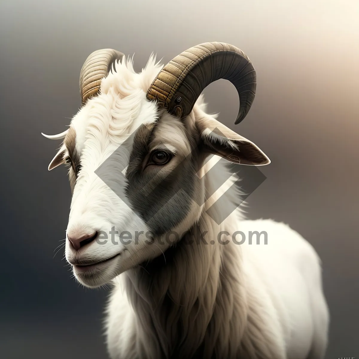 Picture of Wild Ram Grazing in Grassland