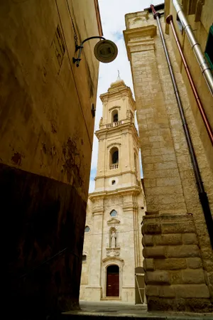 Medieval Cathedral Tower Overlooking Historic City Skyline