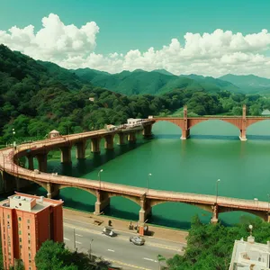 Scenic Coastal Mountains with River and Road