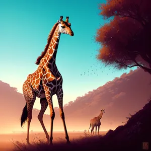 Wild Mammals on Safari: Giraffe and Camel
