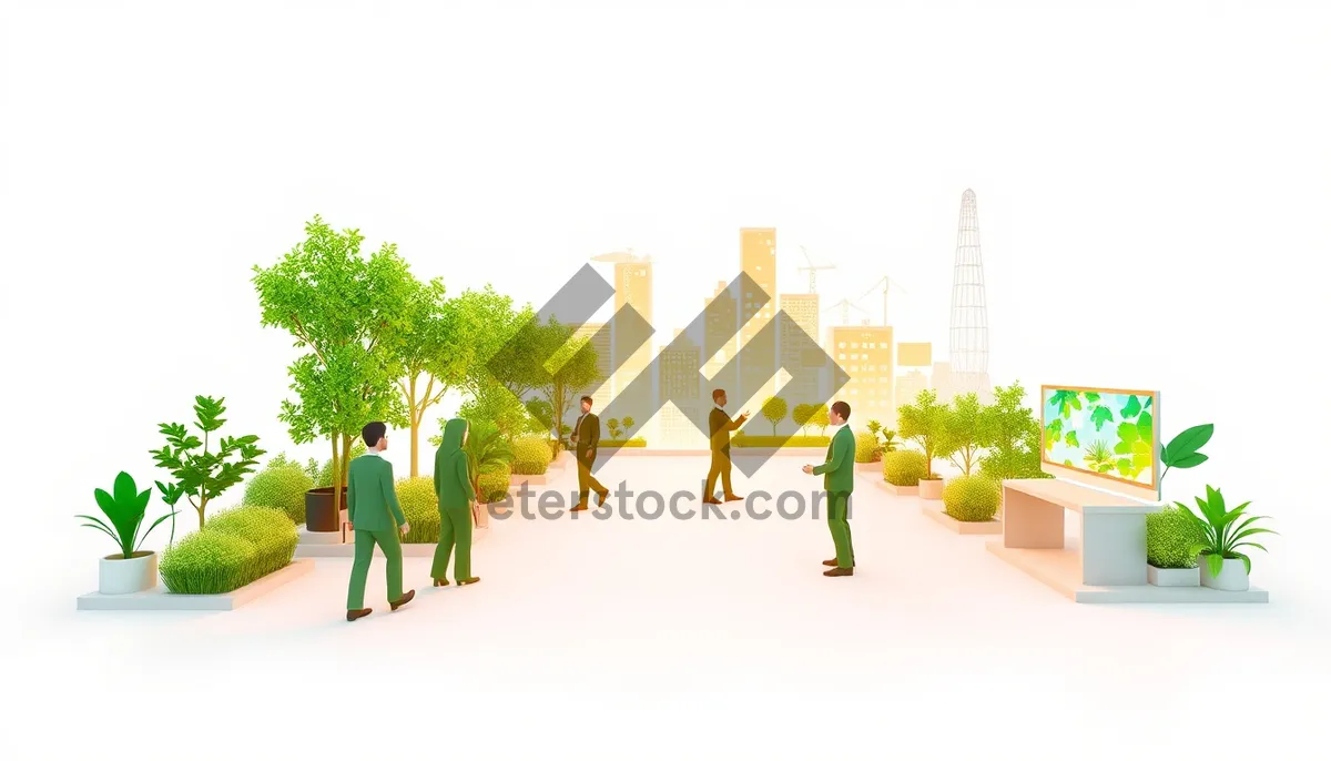 Picture of Group of silhouetted business men in 3D perspective.