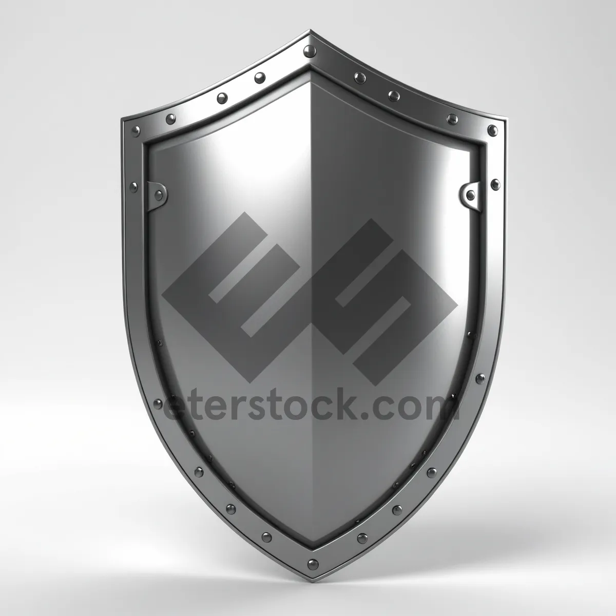 Picture of Shiny metal shield symbol with heart icon.