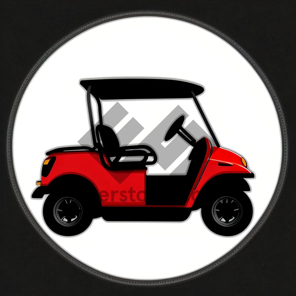 Picture of Black Car Icon with Golf Player Steering Wheel