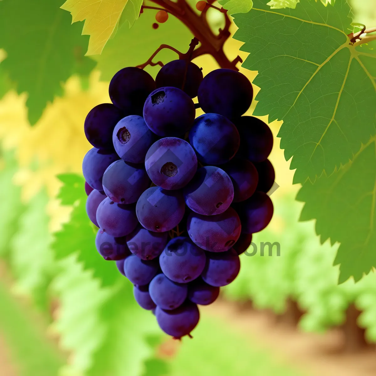 Picture of Seasonal Harvest: Juicy Purple Grapes on Vine