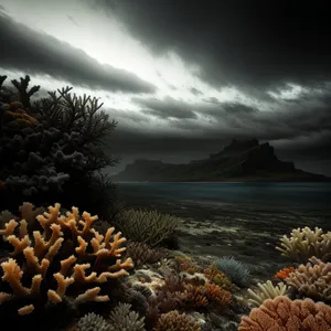 Serene Oceanic Landscape with Vibrant Coral Reef