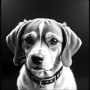 Brown Beagle Puppy on Leash, Studio Portrait