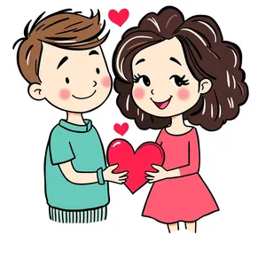 Cute boy and housewife cartoon clip art.