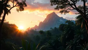 Sunset Skyline in Mountain Park Landscape