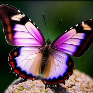 Delicate Orange Butterfly Flying Amongst Pretty Flowers.