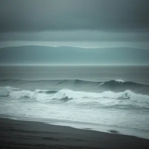 Sunset Seascape - Tranquil Ocean Waves on Beach