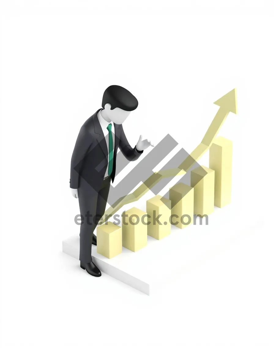 Picture of Silhouette of business man with briefcase on stairs.