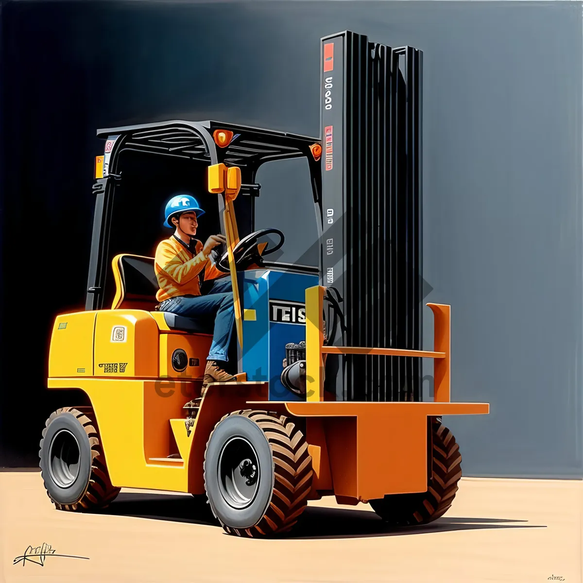 Picture of Yellow Forklift: Reliable Industrial Cargo Conveyance