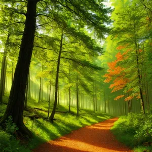 Tranquil Forest Pathway in Autumn