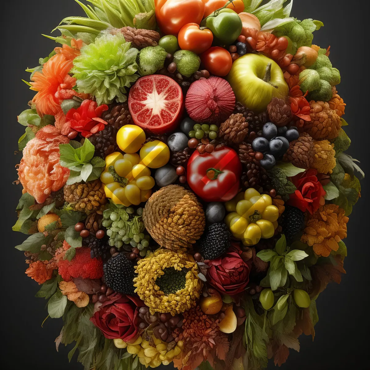 Picture of Fresh Fruit Bouquet Arrangement for Autumn Season.