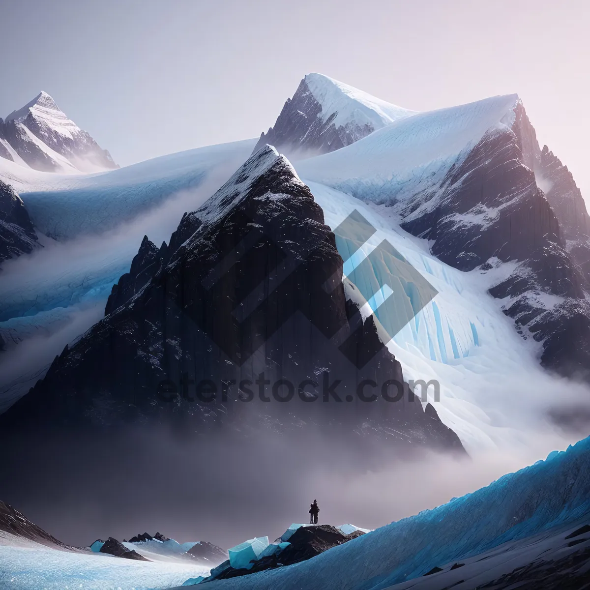 Picture of Snowy Glacier Mountain Landscape with Majestic Peaks