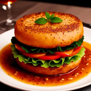 Delicious Gourmet Burger with Fresh Veggies