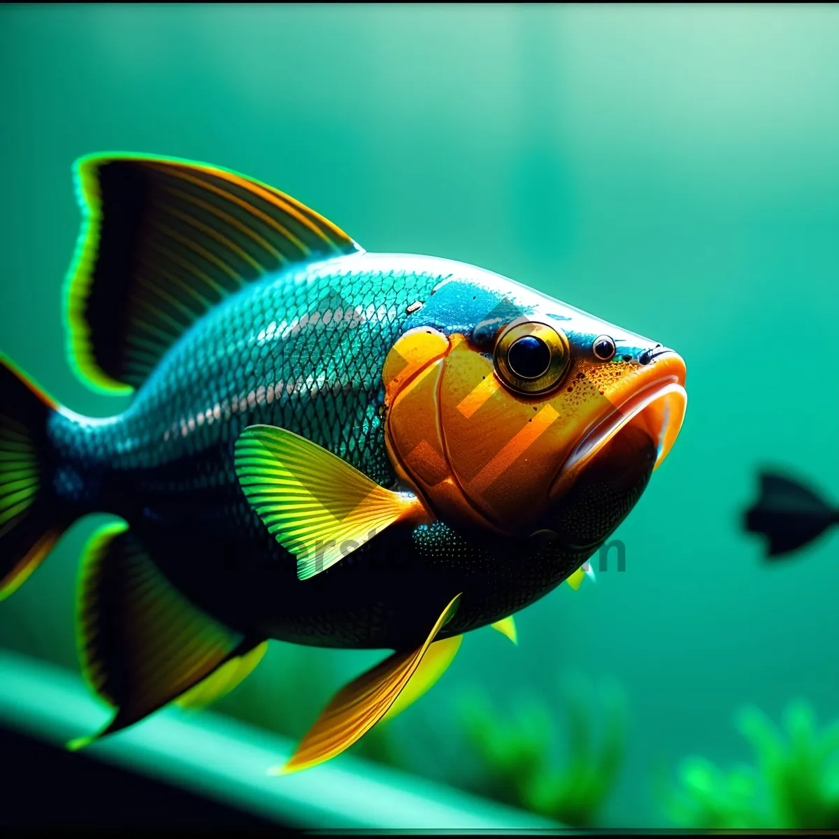 Picture of Colorful Goldfish Swimming in Aquarium