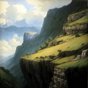 Serene Valley Reflections amidst Majestic Mountains