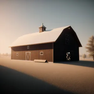 Rustic Church Against Serene Landscape