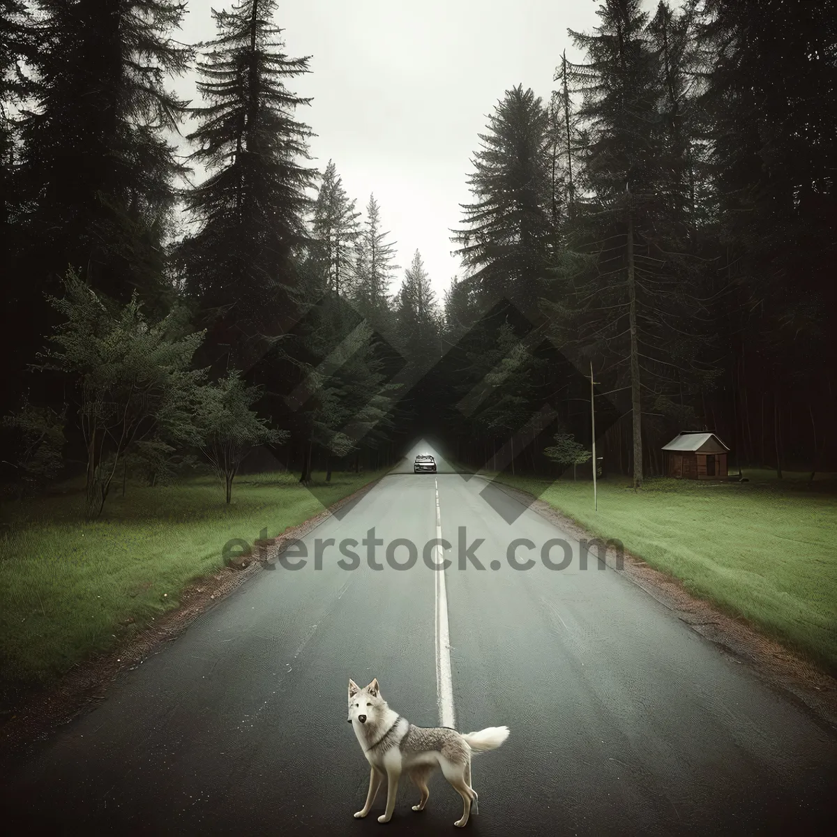 Picture of Scenic Highway with Sprinkler in Tranquil Landscape