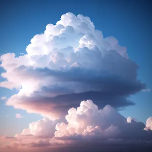 Summer Sky with Fluffy Cumulonimbus Clouds