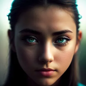 Attractive model with captivating black eyes and elegant smile.