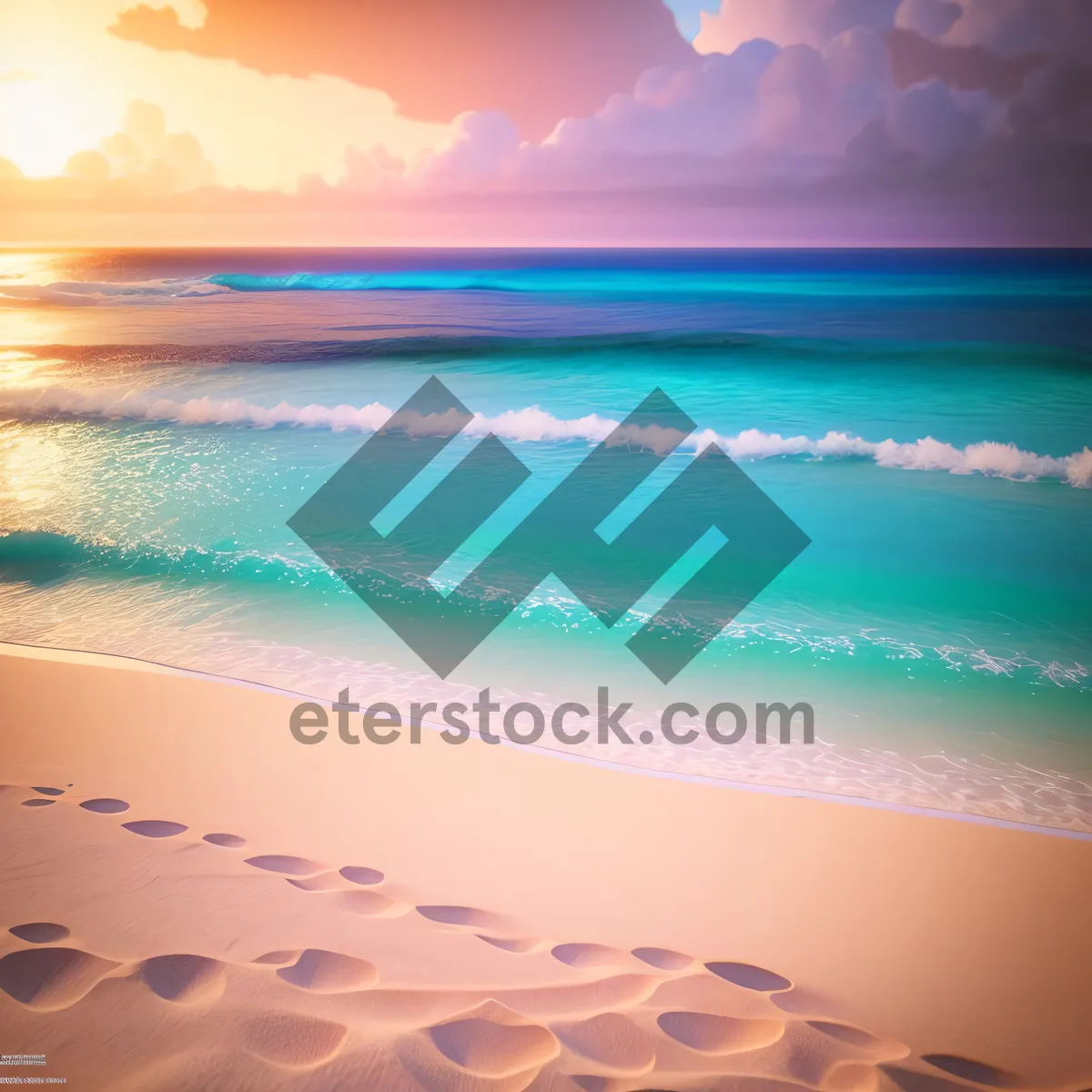 Picture of Idyllic Sunset over Tranquil Beachscape