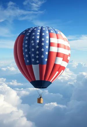 Colorful Hot Air Balloon Flying in Sky.