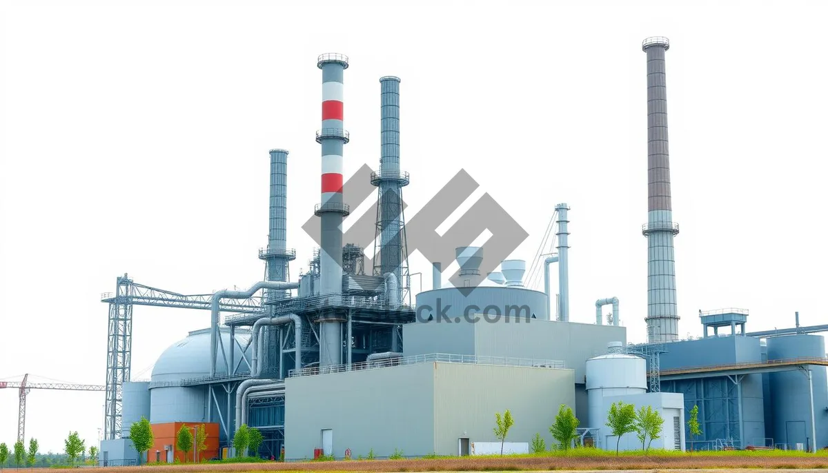 Picture of Industrial Power Plant with Steel Chimney Tower