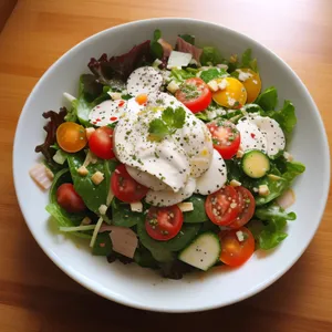 Fresh Vegetable Salad with Chicken and Olive Oil dressing