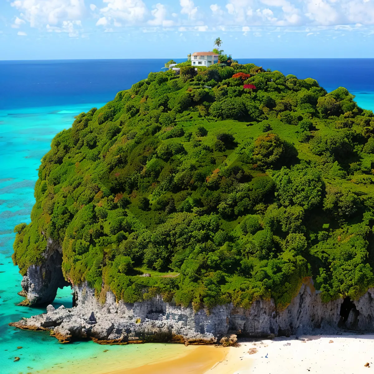 Picture of Tropical paradise with azure waters and palm trees