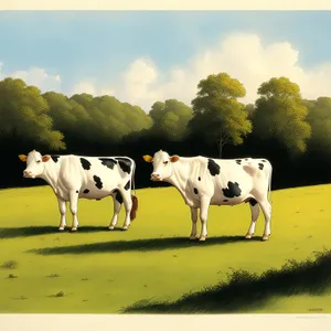 Idyllic Rural Landscape with Grazing Cows