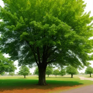 Serene Summer Forest Landscape with Elm Trees