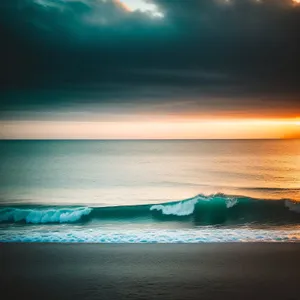 Golden Horizon: Serene Beach at Dusk