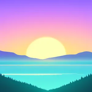 Vibrant Summer Sky Design with Moon and Horizon